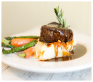 Plated steak and veggies